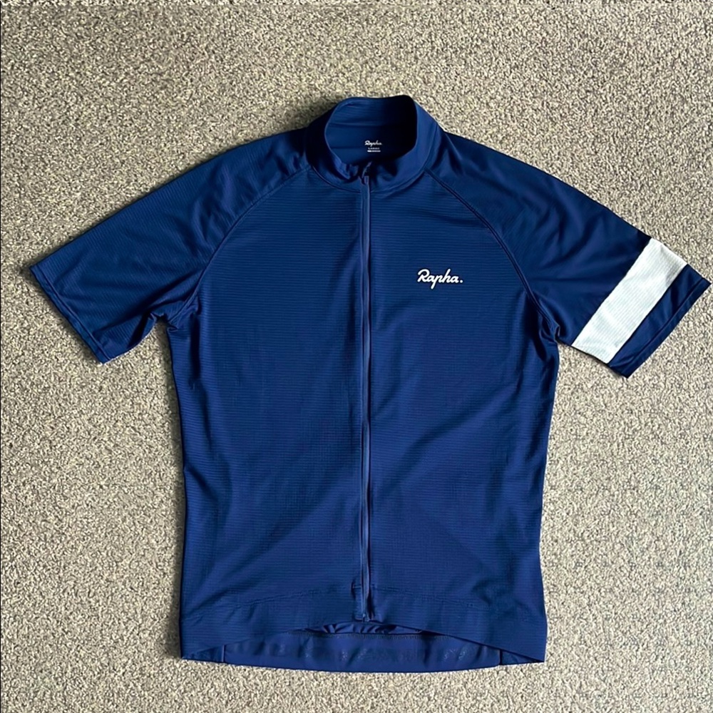 Rapha Navy and White Cycling Jersey